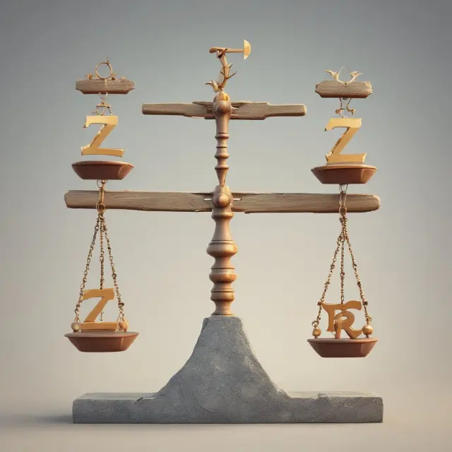 Symbols of fortune (Jupiter, Mercury, etc.) balanced on a seesaw illustrating the benefits and challenges of employing Z-scores in financial analysis